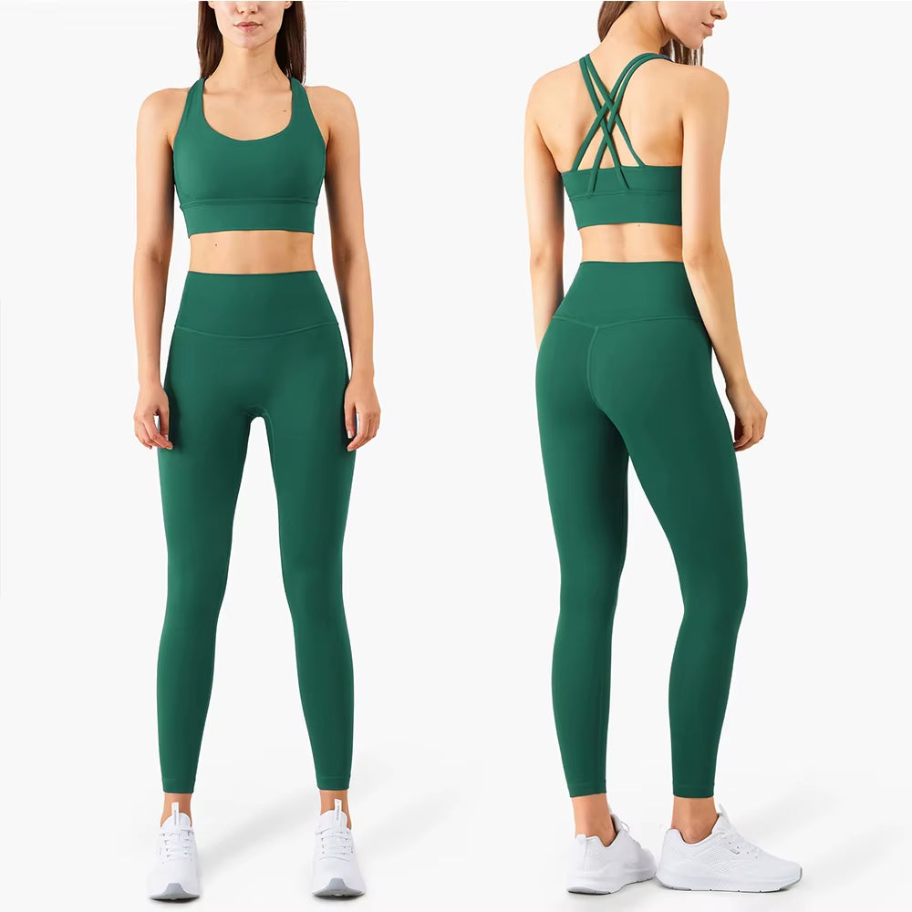 Yoga Set Women Sportswear Fitness Suits No Front Seam Soft Yoga Wear Workout Clothes for Women Gym Set Sports Clothing