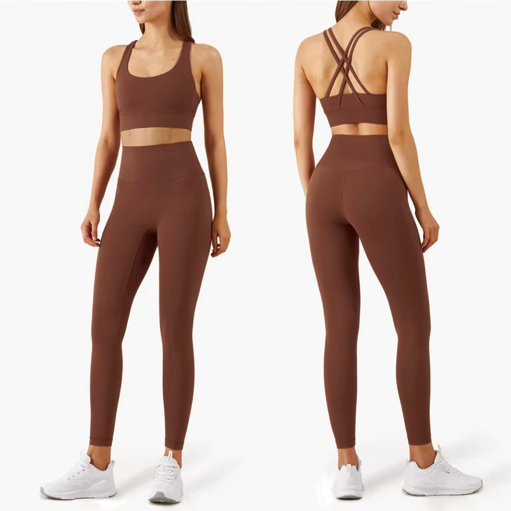 Yoga Set Women Sportswear Fitness Suits No Front Seam Soft Yoga Wear Workout Clothes for Women Gym Set Sports Clothing