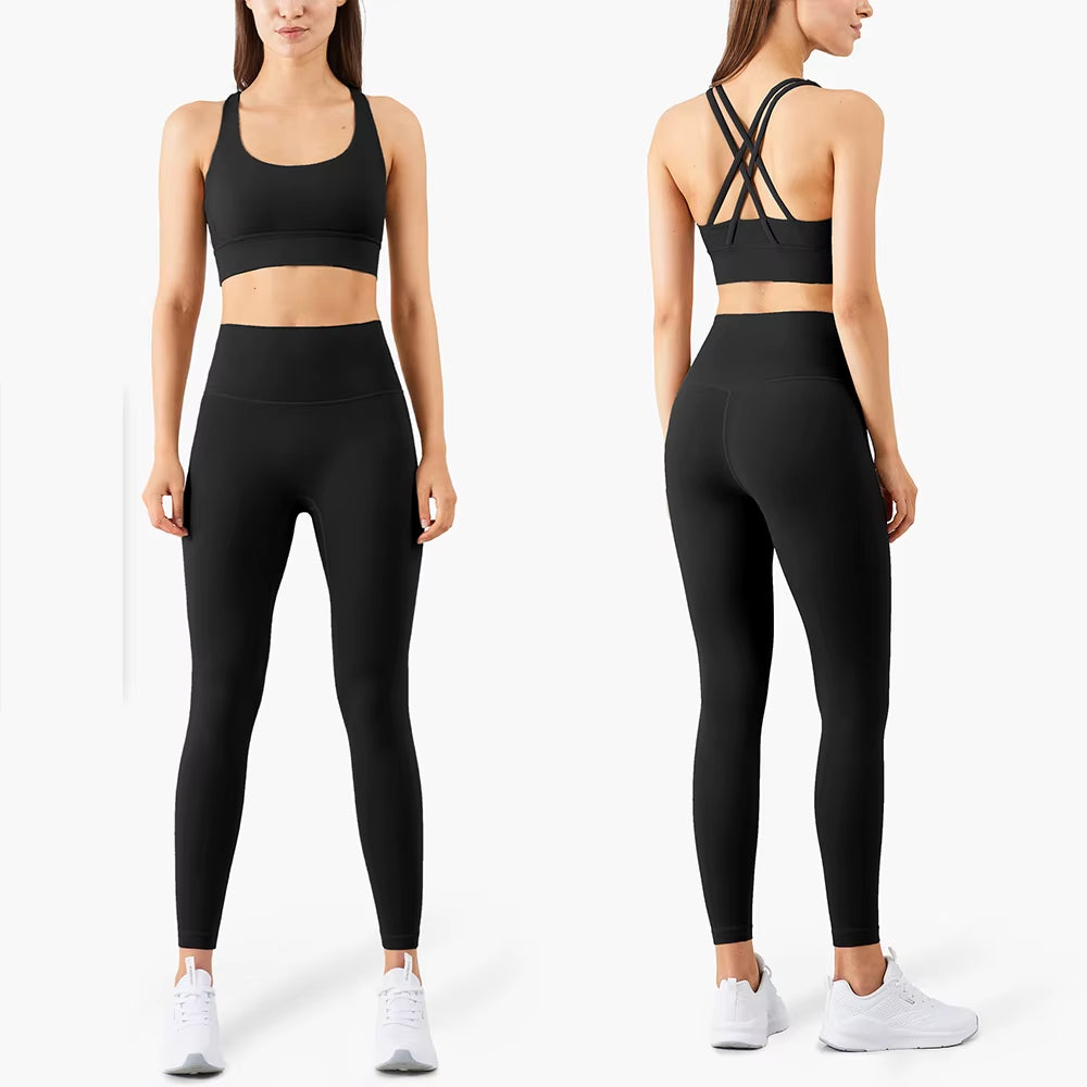Yoga Set Women Sportswear Fitness Suits No Front Seam Soft Yoga Wear Workout Clothes for Women Gym Set Sports Clothing