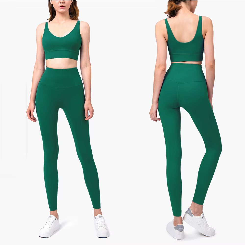 Yoga Set Women Sportswear Fitness Suits No Front Seam Soft Yoga Wear Workout Clothes for Women Gym Set Sports Clothing