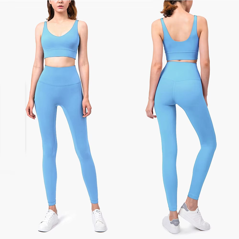 Yoga Set Women Sportswear Fitness Suits No Front Seam Soft Yoga Wear Workout Clothes for Women Gym Set Sports Clothing
