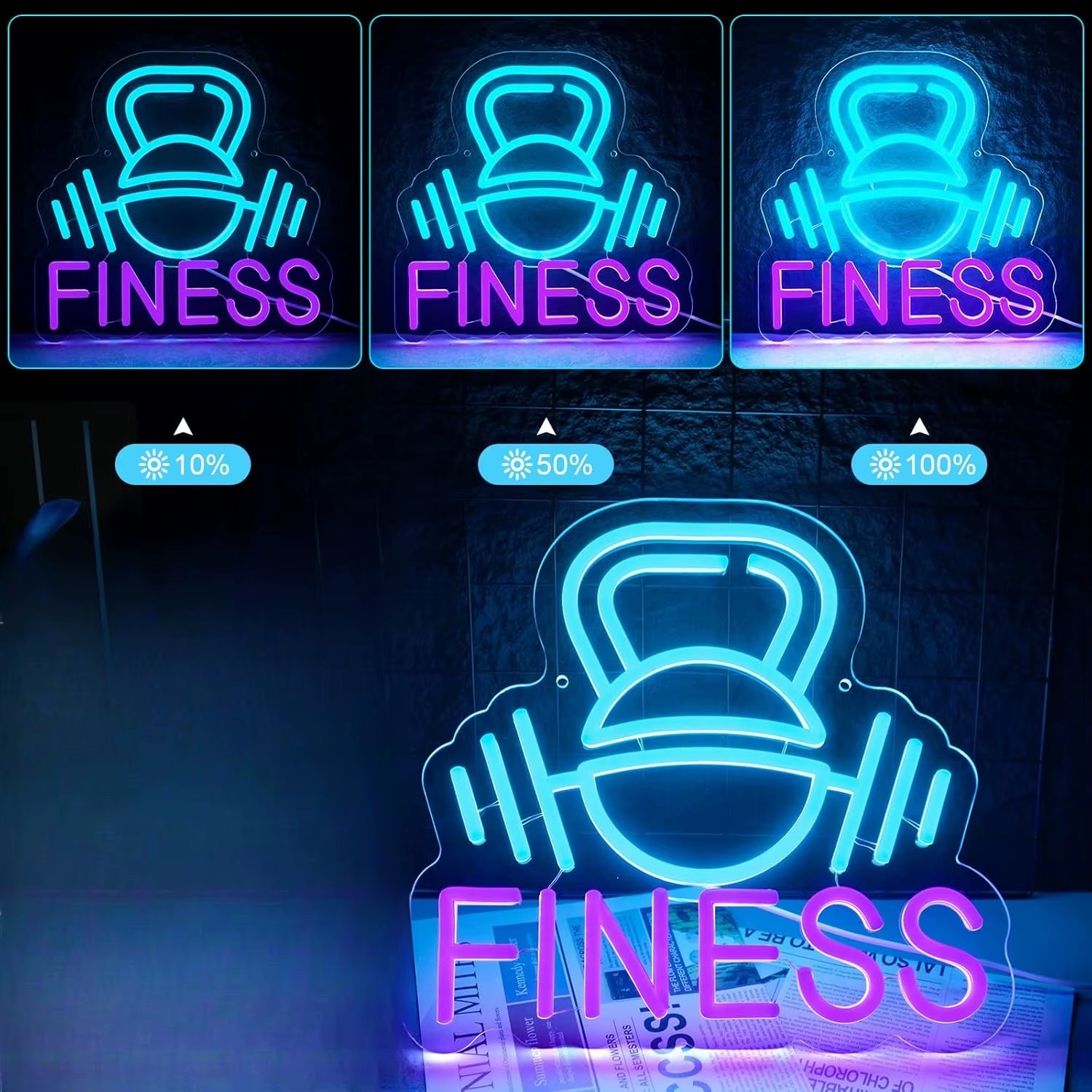 Dumbbell Neon Sign Gym Neon Sign Light Fitness Strength Sports Room Decor Club Lovers Living Room Decoration Gifts