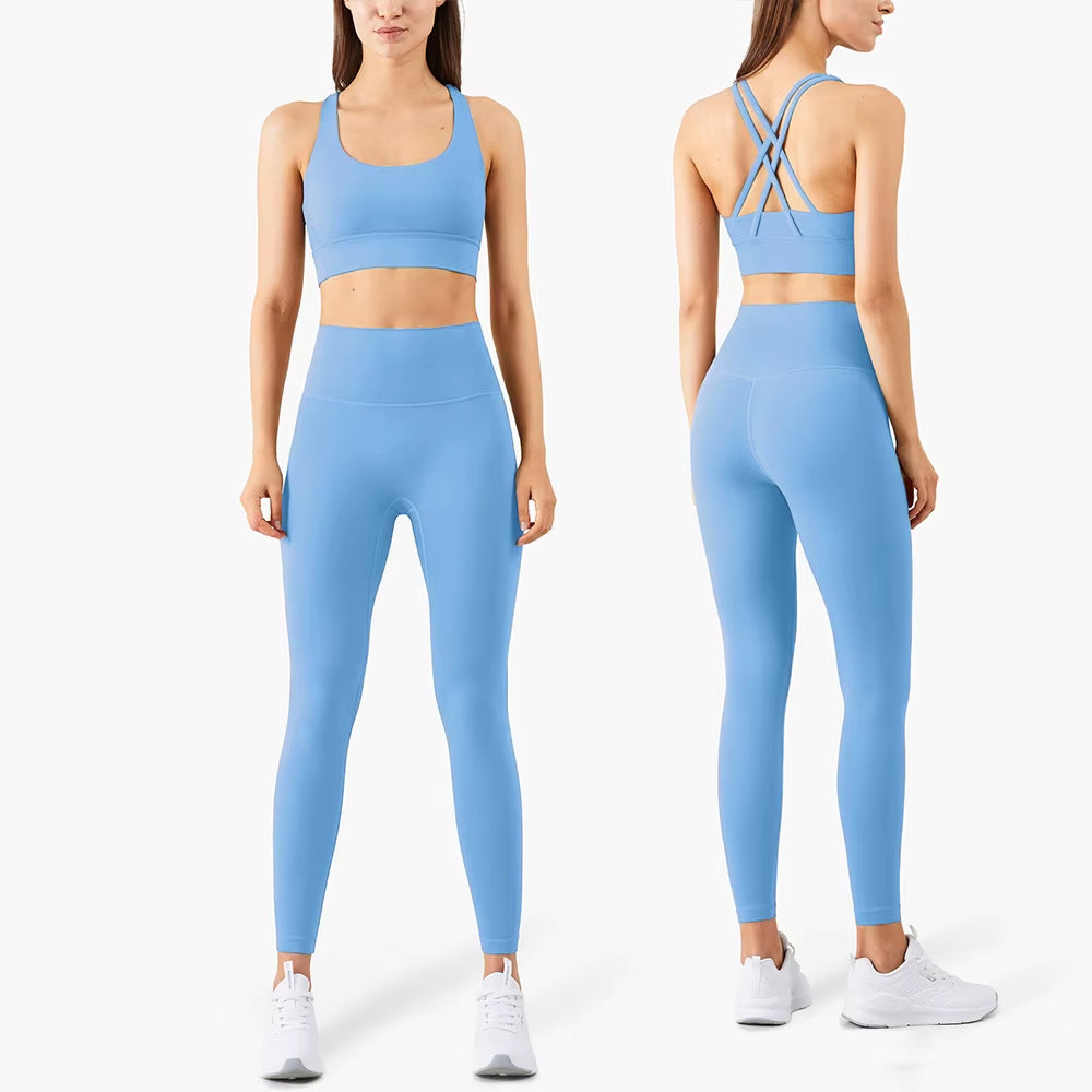 Yoga Set Women Sportswear Fitness Suits No Front Seam Soft Yoga Wear Workout Clothes for Women Gym Set Sports Clothing