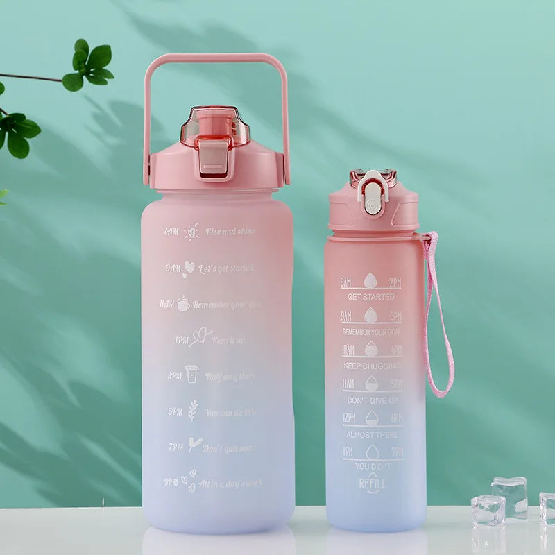 Water Bottle Motivational Drinking Bottle Sports Water Bottle with Time Marker Portable Reusable Plastic Cups Outdoor Travel Gym