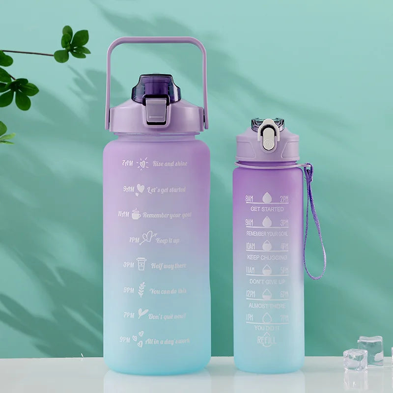 Water Bottle Motivational Drinking Bottle Sports Water Bottle with Time Marker Portable Reusable Plastic Cups Outdoor Travel Gym