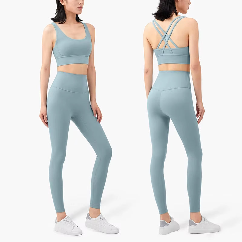 Yoga Set Women Sportswear Fitness Suits No Front Seam Soft Yoga Wear Workout Clothes for Women Gym Set Sports Clothing