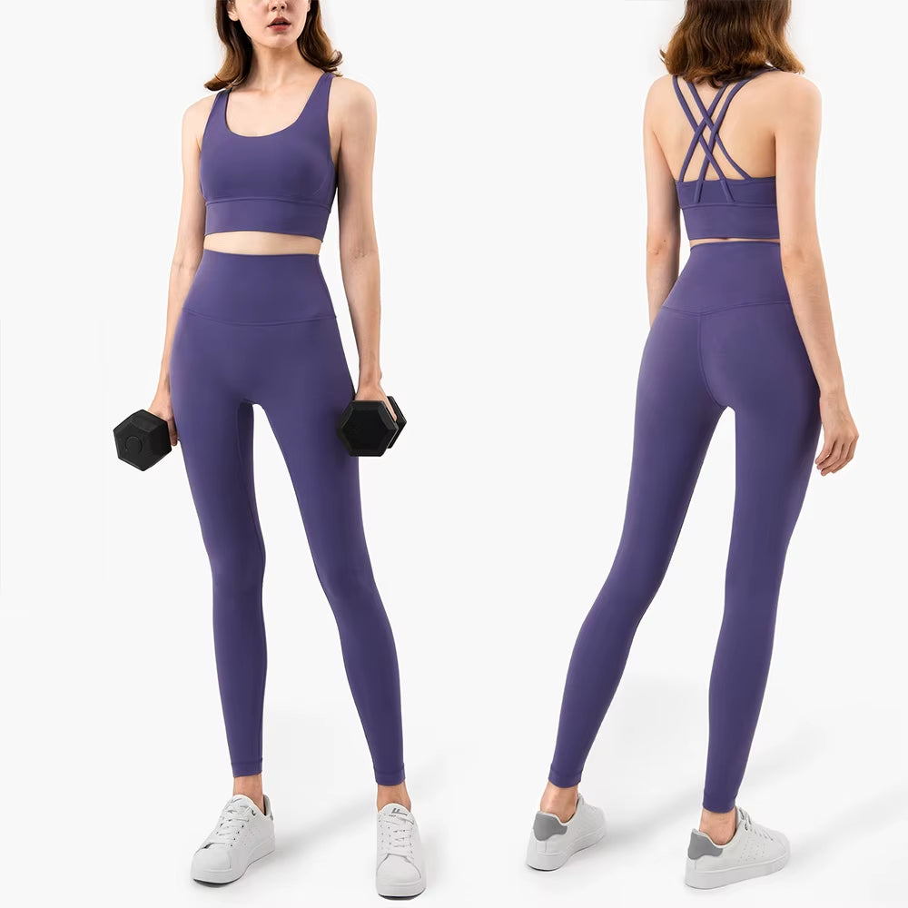 Yoga Set Women Sportswear Fitness Suits No Front Seam Soft Yoga Wear Workout Clothes for Women Gym Set Sports Clothing