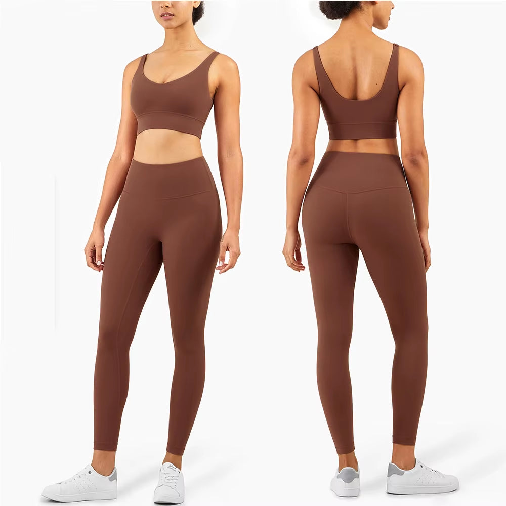 Yoga Set Women Sportswear Fitness Suits No Front Seam Soft Yoga Wear Workout Clothes for Women Gym Set Sports Clothing