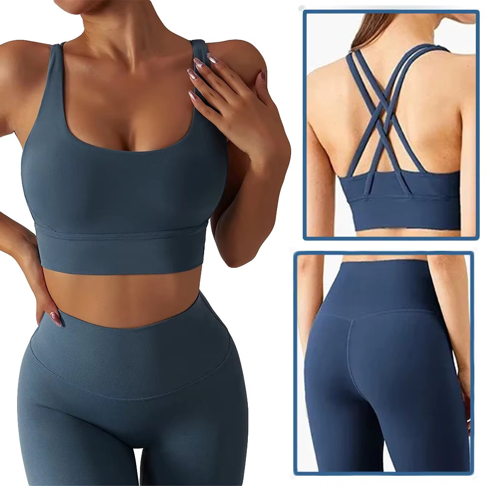Yoga Set Women Sportswear Fitness Suits No Front Seam Soft Yoga Wear Workout Clothes for Women Gym Set Sports Clothing