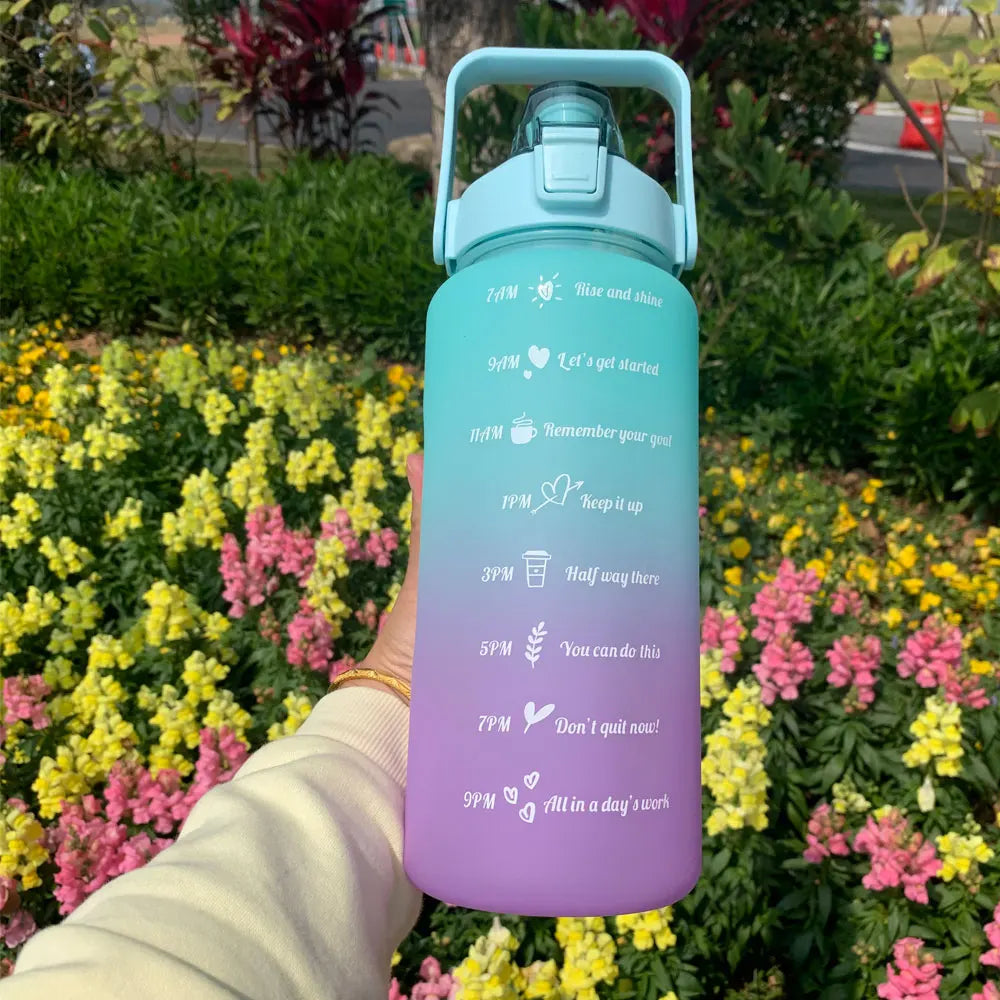 Water Bottle Motivational Drinking Bottle Sports Water Bottle with Time Marker Portable Reusable Plastic Cups Outdoor Travel Gym